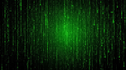 Digital Rain of Falling Green Code Symbols in Futuristic Style