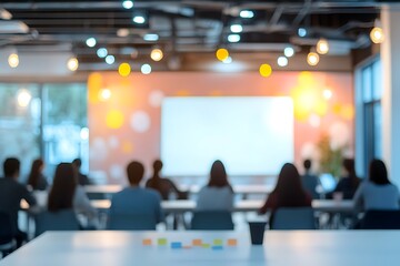 Blurred Corporate Seminar Audience with Pastel Lighting
