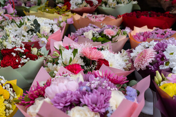Colorful tulips in a flower market (Tallinn, Estonia)