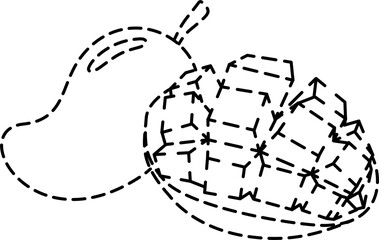 Peeled mango coloring tracing vector