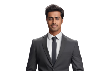 Smiling indian business men in suits on transparent background. Men in business attire. Rich men. Business manager. Startup boss. Indian men. American man. Isolated image. Png.	