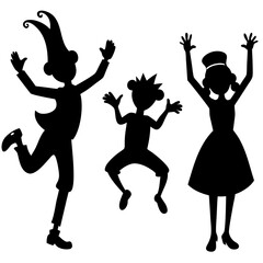 Hop, Skip, and Celebrate vector silhouette