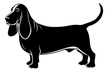 Silhouette of a Basset Hound Dog with Long Drooping Ears