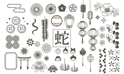 Chinese new year Icons bundle, symbols and decorations, all icon grouped neatly