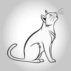 vector Simple Black Cat Silhouette Against a Light Background