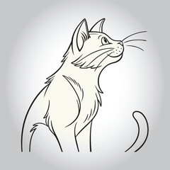 vector Simple Black Cat Silhouette Against a Light Background
