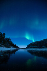 Northern lights during full moon night