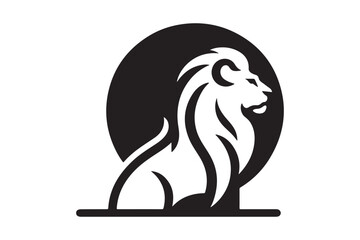 Elegant Lion Silhouette Vector in Circle