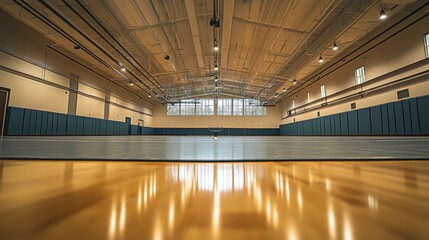 Obraz premium Indoor Wrestling Mat Area Empty Spa Smooth Padded Floor Ground-Level View