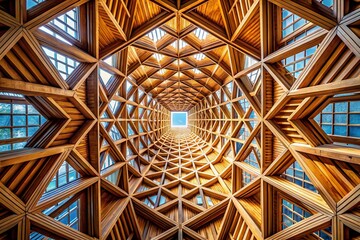Geometric Wood Patterns: Architectural Photography - Intricate Designs & Textures