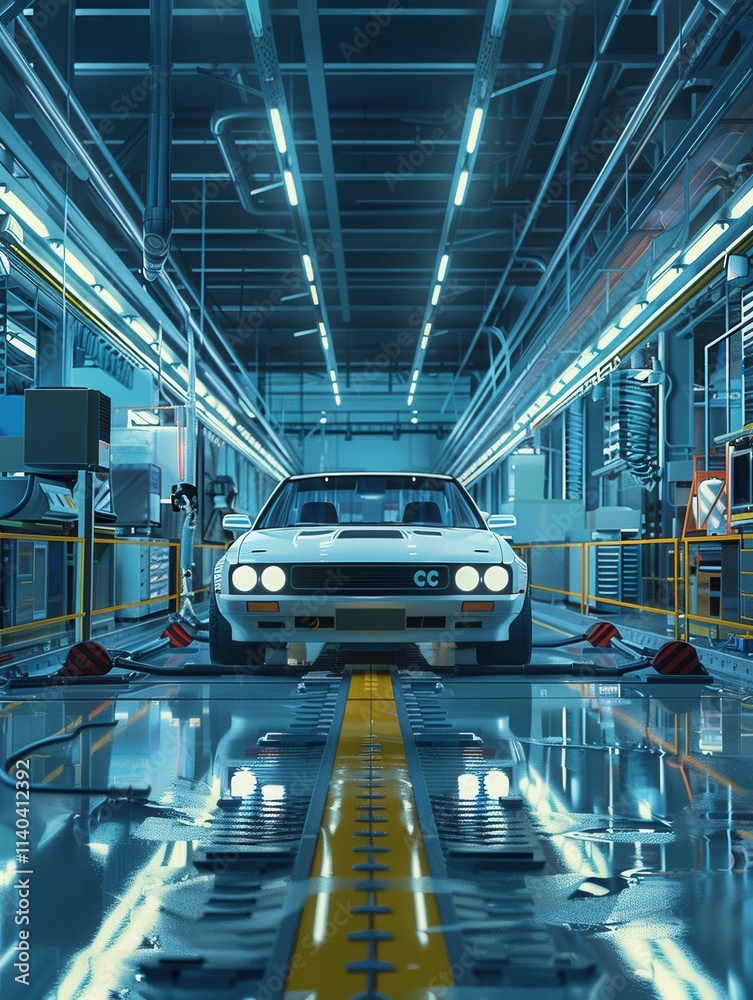 Aufkleber Testing area for completed vehicles showcasing automotive performance in a controlled environment. Generative AI