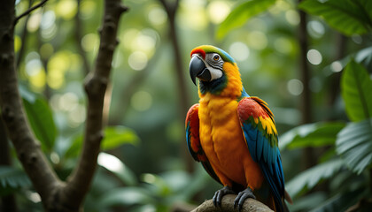 Obraz premium Colorful Macaw in Lush Jungle