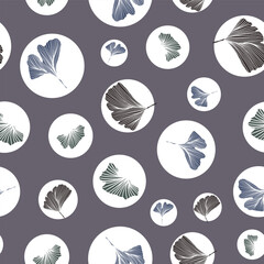 Vector Elegant Ginkgo Biloba Seamless Pattern for textile, wallpapers, wrapping paper, tiles. 