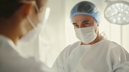 Medical Professional in Clinic with Face Mask