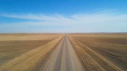 Open Road Through Vast Prairie Landscape