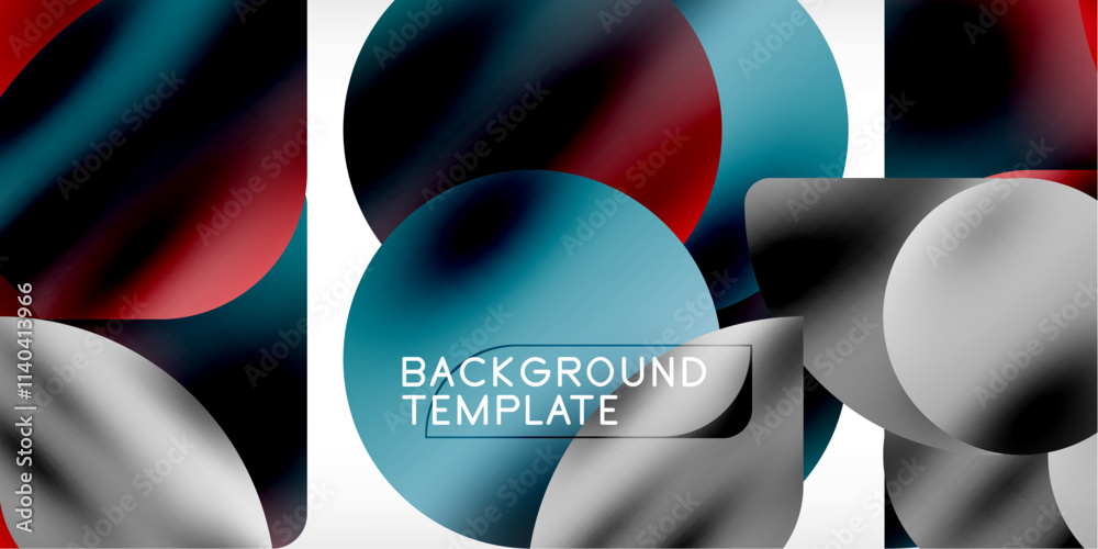 Poster color geometric shapes background shadow circles
