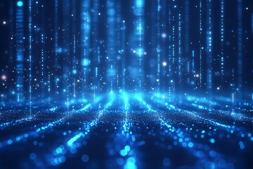 Abstract Blue Glow Background with Sparkle Bokeh