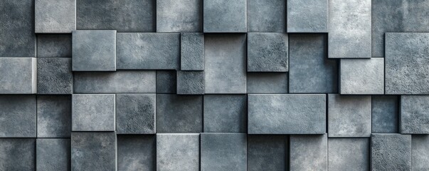 Tiles arranged to create a Concrete wall. Rectangular, Polished Background formed from Futuristic blocks.