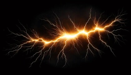 Powerful electric lightning striking on dark background