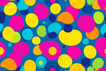 Vibrant Abstract Seamless Pattern:  A joyful explosion of color with bright, organic shapes in a dynamic, repeating pattern. Perfect for backgrounds, textiles, and playful designs. 