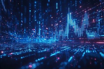 Abstract Blue Digital Flow Visualization