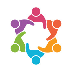 Colorful Teamwork Icon Representing Unity, Collaboration, Connection, and Diversity Design