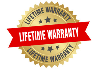 LIFETIME WARRANTY label on transparent background