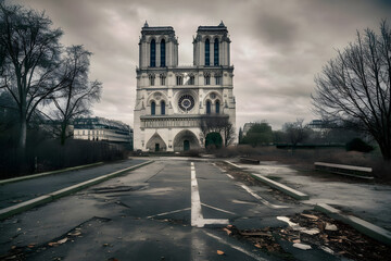 Obraz premium Notre Dame and surroundings abandoned