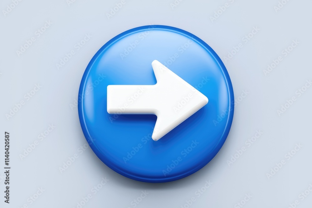 Poster A 3D rendering of a white arrow pointing right on a blue circular button.