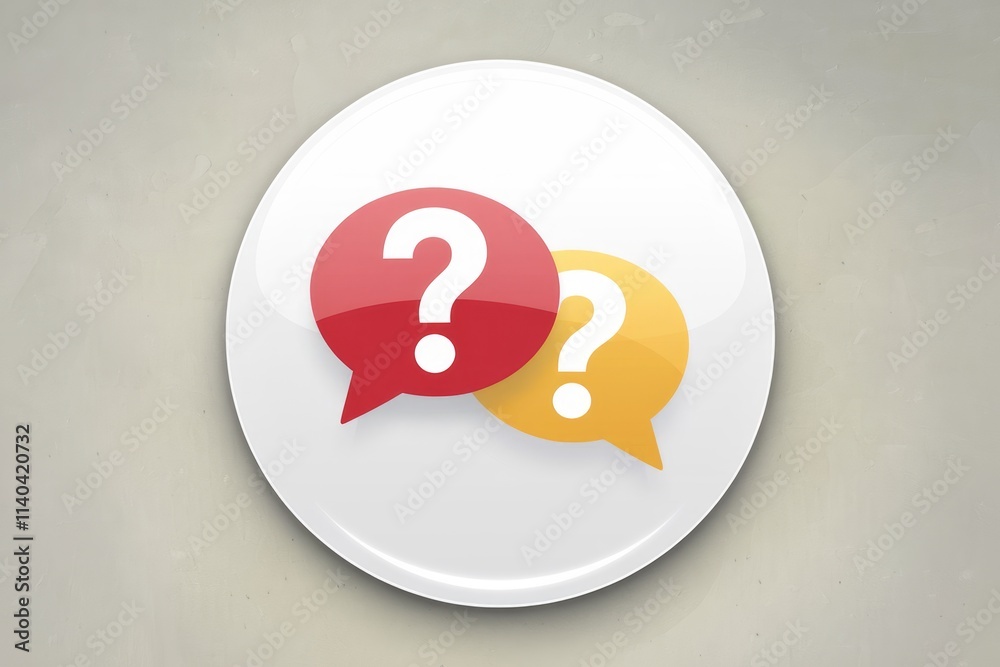 Leinwandbilder Two speech bubbles with question marks  signifying questions or inquiries.
