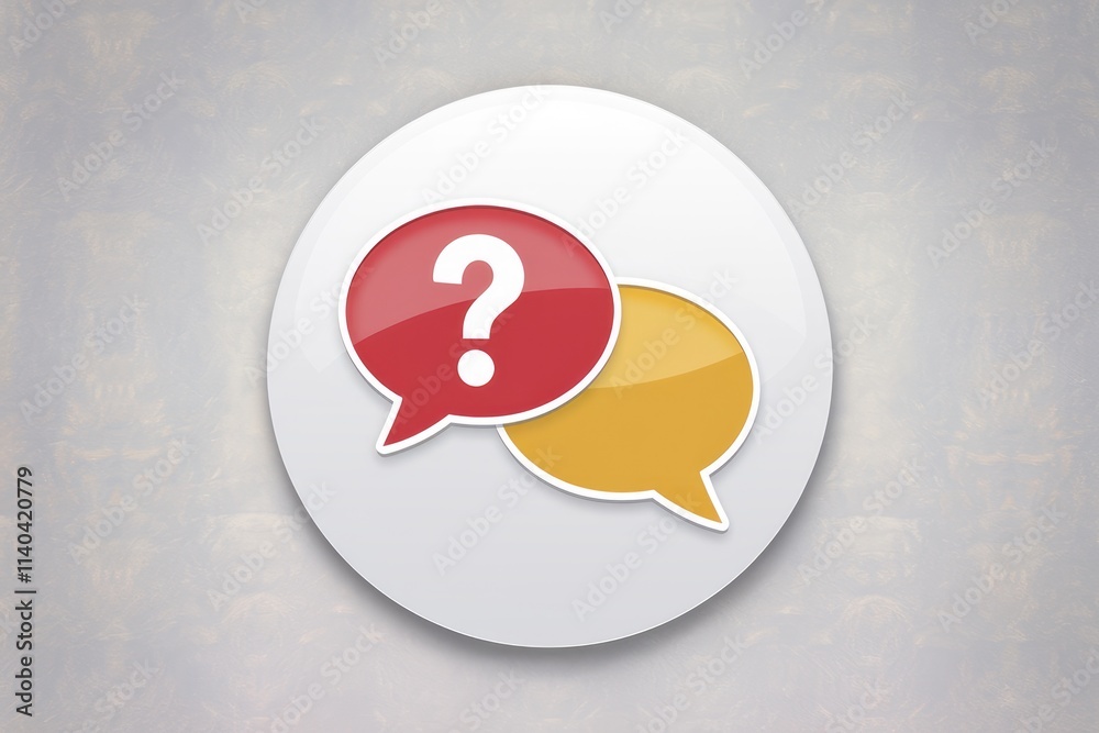 Aufkleber Two speech bubbles  one red with a question mark  represent questions and answers.