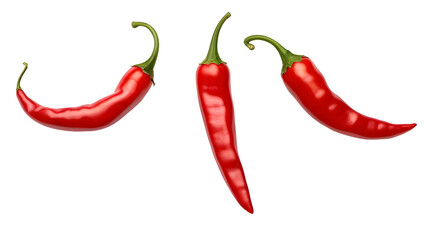red chili peppers, isolated on transparent background 