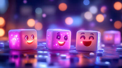 A Whimsical Journey Through the Enchanting Realm of Contemporary Healthcare via Colorful Cube Shaped Pills Reflecting Positivity and Wellness