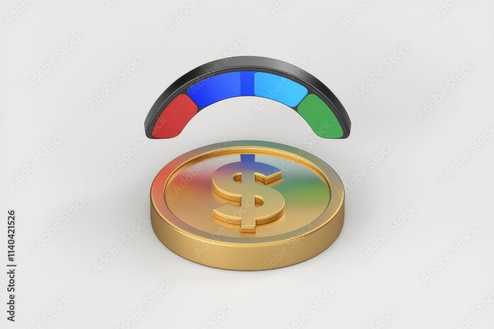Aufkleber golden dollar coin with circular progress indicator symbolizes financial growth.