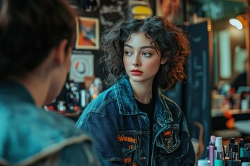 Chic Portrait in Trendy Urban Barber Shop
