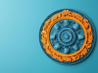Fototapeta premium Festive papercut dumpling shapes forming a mandala with zodiac motifs, symbolizing unity and tradition
