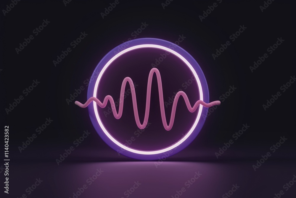 Poster Abstract 3D rendering of a pink waveform inside a glowing purple circle on a dark background.