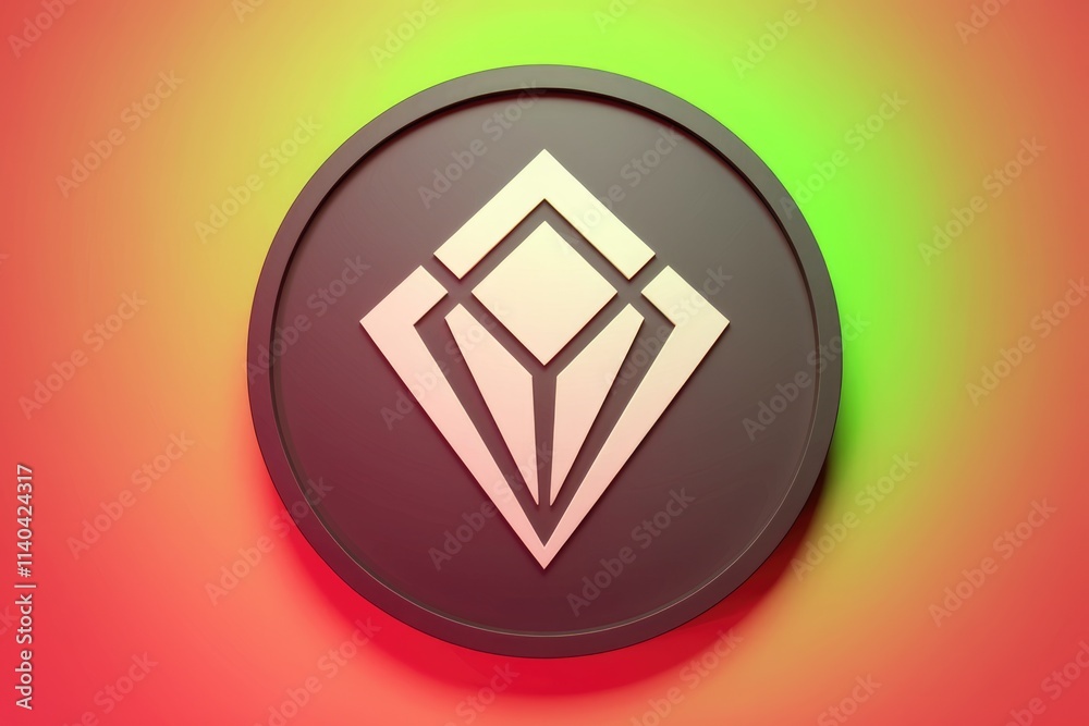 Poster a stylized diamond emblem on a dark circular background suggesting luxury value or exclusivity.