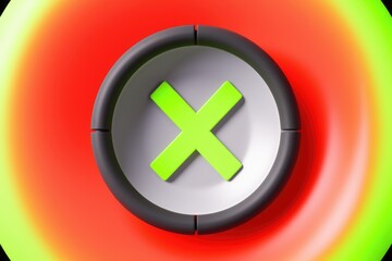 Obraz premium Vibrant lime green 3D 'X' mark on gray circle