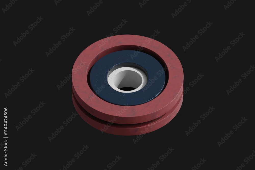 Aufkleber abstract concentric circles in red dark blue and white minimalist design.