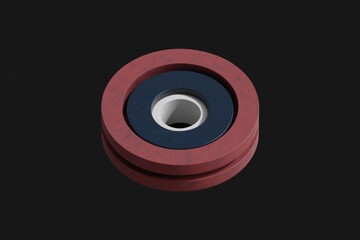 Abstract concentric circles in red  dark blue and white  minimalist design.