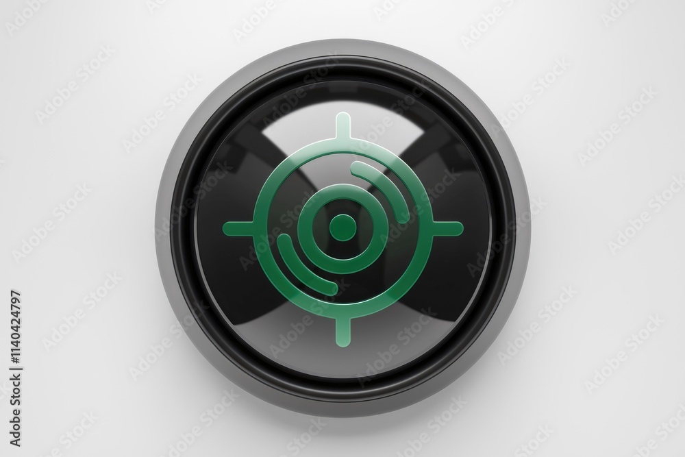 Poster A circular target icon with concentric circles and crosshairs  symbolizing focus and precision.