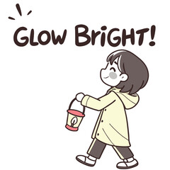 Cheerful Child with Lantern in Yellow Raincoat Enjoying a Bright Outdoor Adventure