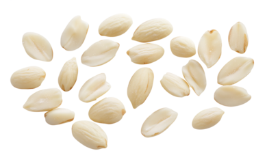 White rice grains falling png isolated on transparent background