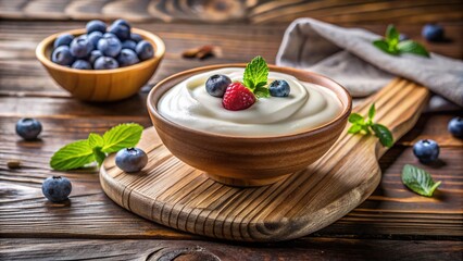 Greek Yogurt Photography: Wooden Board, Healthy Snack, Food Styling, Dairy Product, Recipe Inspiration