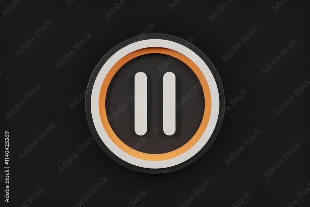Poster A minimalist pause button design with black  orange  and white color scheme.
