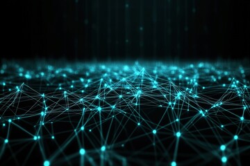 Abstract blue network connections on dark background