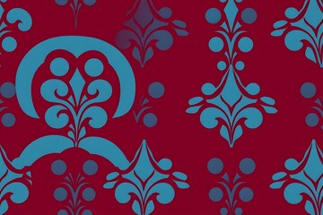 Crimson & Teal Damask Pattern: Elegant and sophisticated, this seamless damask pattern in rich crimson and teal blue is perfect for adding a touch of vintage luxury to any design project.