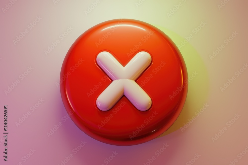 Poster A red circle with a white X  symbolizing rejection  cancellation  or error.
