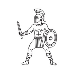 Doodle illustration of a gladiator performing in a historical reenactment show